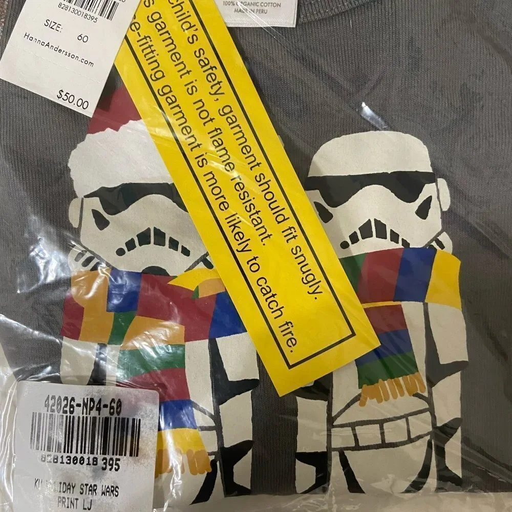 Hanna Andersson Star Wars Stormtrooper Carolers Long John Pajamas SZ 60 3-6 Mos